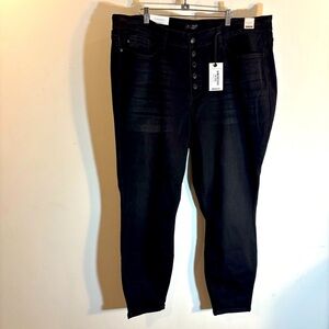 JUDY BLUE Sz 22W Women's Black Jeans Skinny Fit Exposed Buttons NEW WITH TAGS